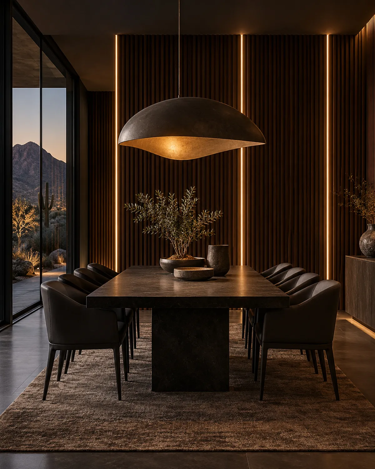 Dark modern dining room